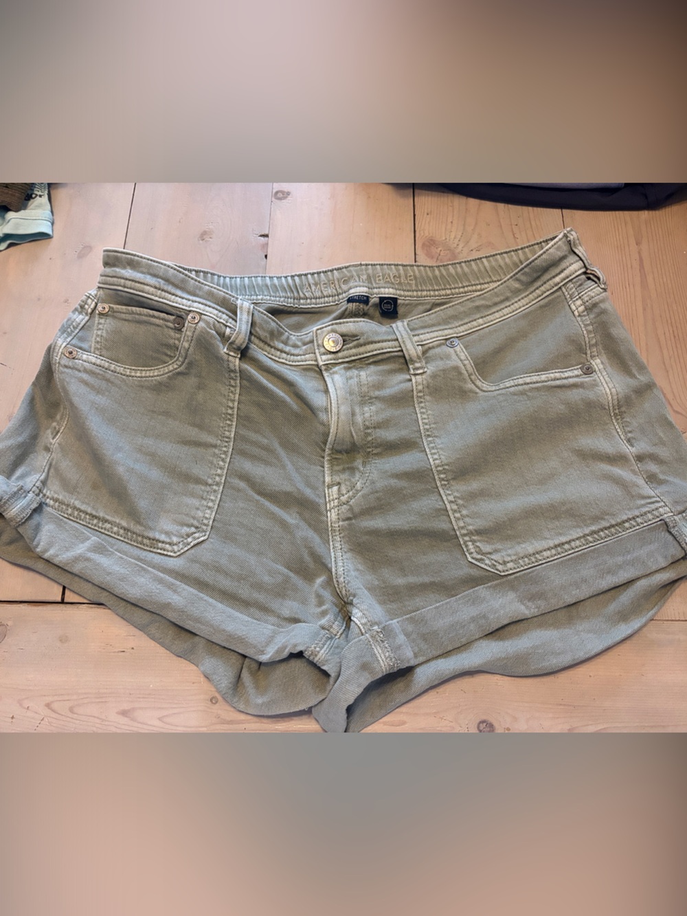 American Eagle Outfitters Olive Green Jean Shorts size 10 Women's
